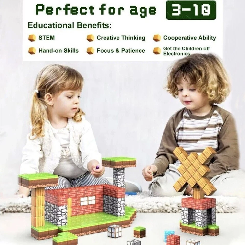 222PCS Doll Magnetic Building Blocks Set Boys Birthday Gift Kids Educational Toy