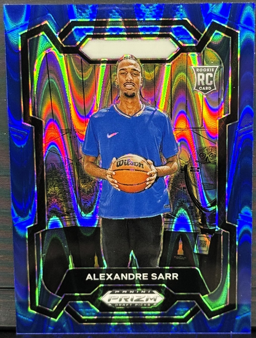 2024 Prizm Draft Picks #52 Alexandre Sarr - Blue Seismic Prizm /149 - Wizards RC