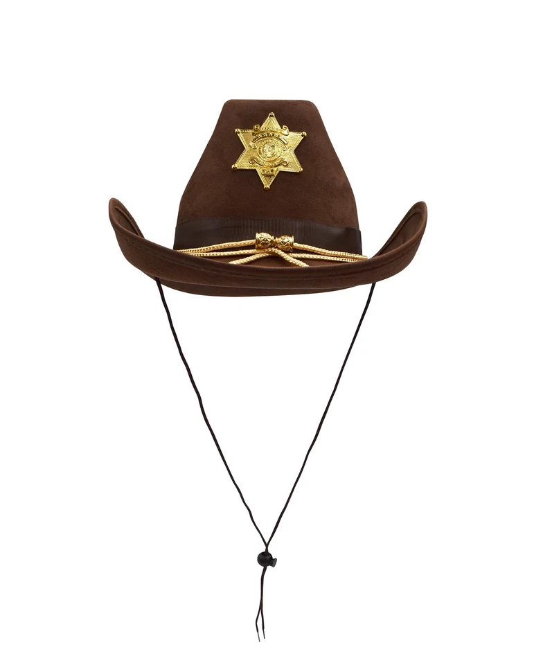 Adulto Marrón Western Sheriff Insignia Sombrero de Vaquero Halloween Juegos con disfraces Disfraz Accesorio Foto 3 de 4