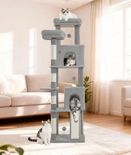 178 cm Arbre de chat pour les chats d'intérieur Multi couche Craquage Post avec grande plate-forme