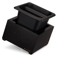 Black Stainless Steel Wood Espresso Knock Box with Silicone Bar for Portafilter