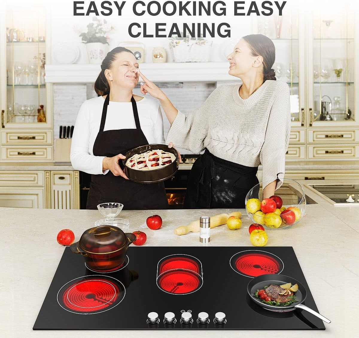 VBGK Electric cooktop 36 inch,240V 8600W Induction Built-in OR Countertop 5 Burn