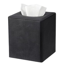Sumnacon Square Tissue Box Cover with Magnetic Closure, PU Leather Modern Black