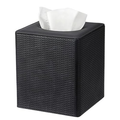 Sumnacon Square Tissue Box Cover with Magnetic Closure, PU Leather Modern Black