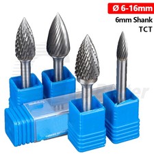Carbide Rotary Burr File 6mm Shank Arch Pointed Die Grinder Drill Bit Ø6mm-16mm