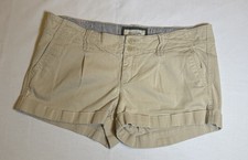 Y2K VTG Abercrombie Fitch Women s Khaki Chino Micro Shorts Cuffed Moose Sz 8