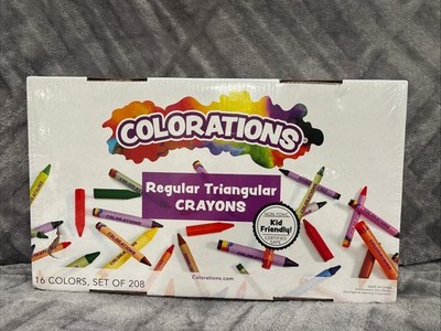 Colorations  Regular Size Triangular Crayons 208 Pack- 16 Colors
