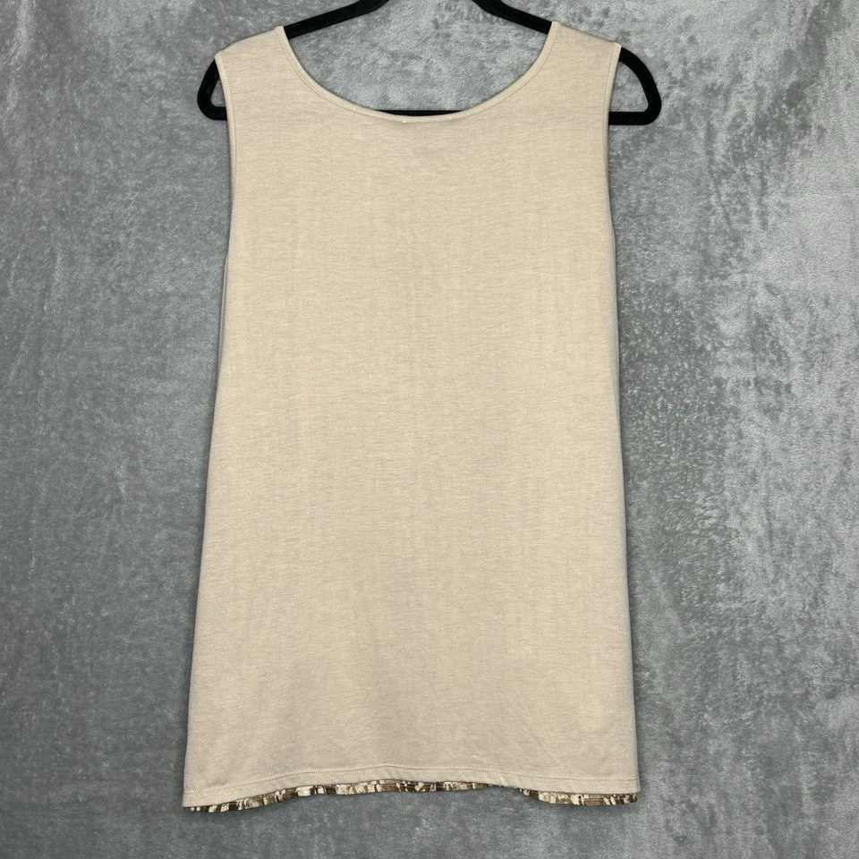 DG2 Diane Gilman 1X Camisa Camiseta sin Mangas Marrón Abstracto Cuello Redondo Elastizado Foto 4 de 4