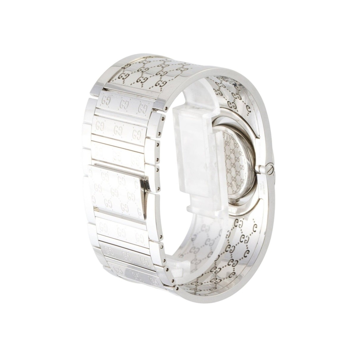 Gucci Polished Silver-Tone GG Monogram Bangle Watch with White Dial Gucci 6600L White Dial Silver Women main image 2