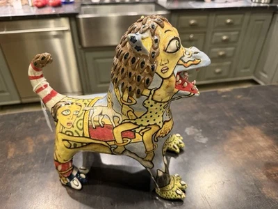 Stacy Lambert face pottery jug NC Potter /Lion Dog Creation. - Image 1 of 4