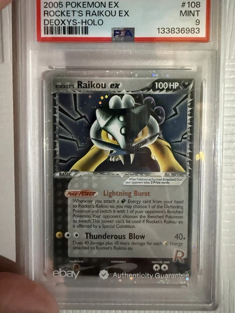 2005 Pokemon TCG Rocket's Raikou ex 108/107 EX Deoxys Holo PSA 9