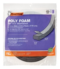 Frost King L347 Charcoal Poly Foam Weather Stripping Tape 17 L ft.x3/8 Thick in.