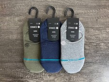 3 Pairs Stance Icon No Show Height Socks Size MEDIUM M Green, Blue, Grey NWT