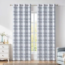 Plaid Blackout Window Curtain Buffalo Check Geometric Panel Energy Efficient ...