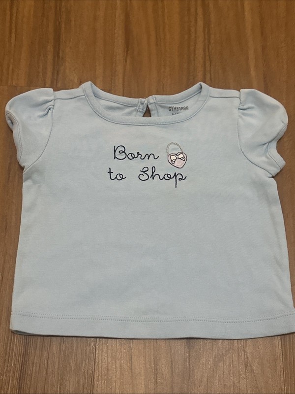 Gymboree Infant Girls Top ,” Born To Shop” VTG 1997 Bling  Cotton 6-12 Mths READ