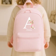 Personalised Pink Rabbit Initial Backpack