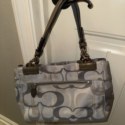 Coach Handtasche #F17140 Penelope Optic Signature Handtasche grau mit silbernen Beschlägen - Bild 13 von 15
