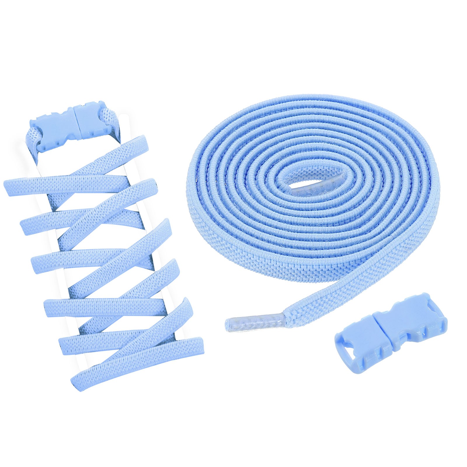 APL Confezione 8 Lacci Elasticizzati Senza Tiele per Scarpe Sneakers Adulti Blu Cielo