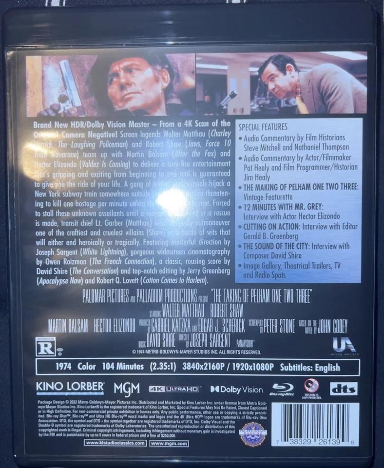 The Taking of Pelham One Two Three (1974) 4K UHD Bluray - Kino Lorber w/ Slip - Image 3 of 3