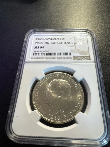 1966 Sweden 5 Kronor NGC MS64