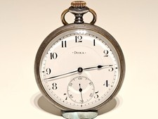 ANTIQUE RARE PRE WW1 SWISS MEN'S OPEN FACE STEEL POCKET WATCH "DOXA" 1905-1907's