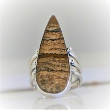 Picture Jasper Natural Gemstone Ring 925 Sterling Silver Handmade Jewelry Ring