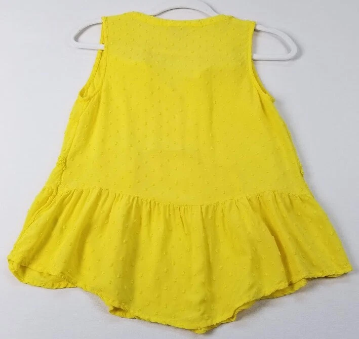 Merona 女式超小号黄色圆点纹理无袖透视上衣 — 第 3/4 张图片