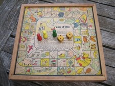 Ancien Coffret Jeu de l'Oie & Dames en Bois LDF