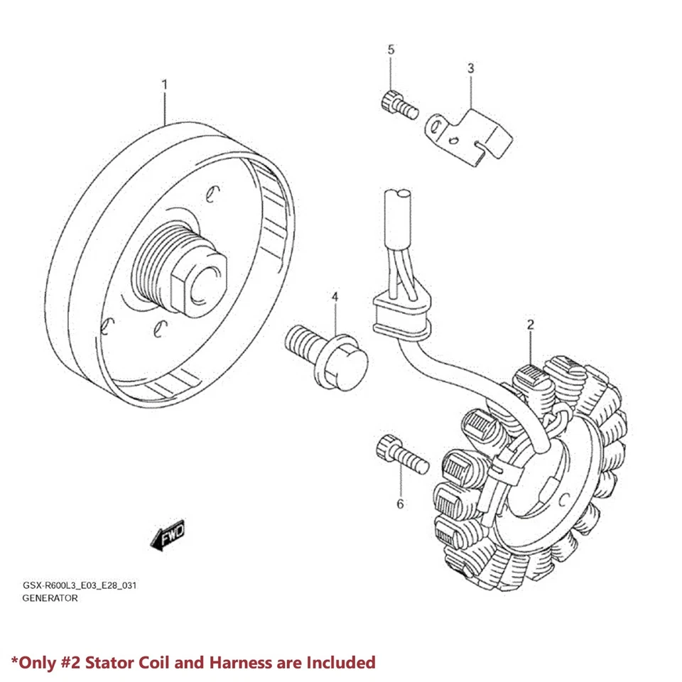 OE Magneto Coil Stator+Voltage Rectifier+Gasket Assy. Kit for 06-17 GSXR 600/750 - Image 2 of 4