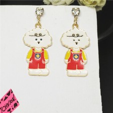 New Color Enamel Cute Cartoon Dog Crystal Fashion Women Stand Earring Gifts