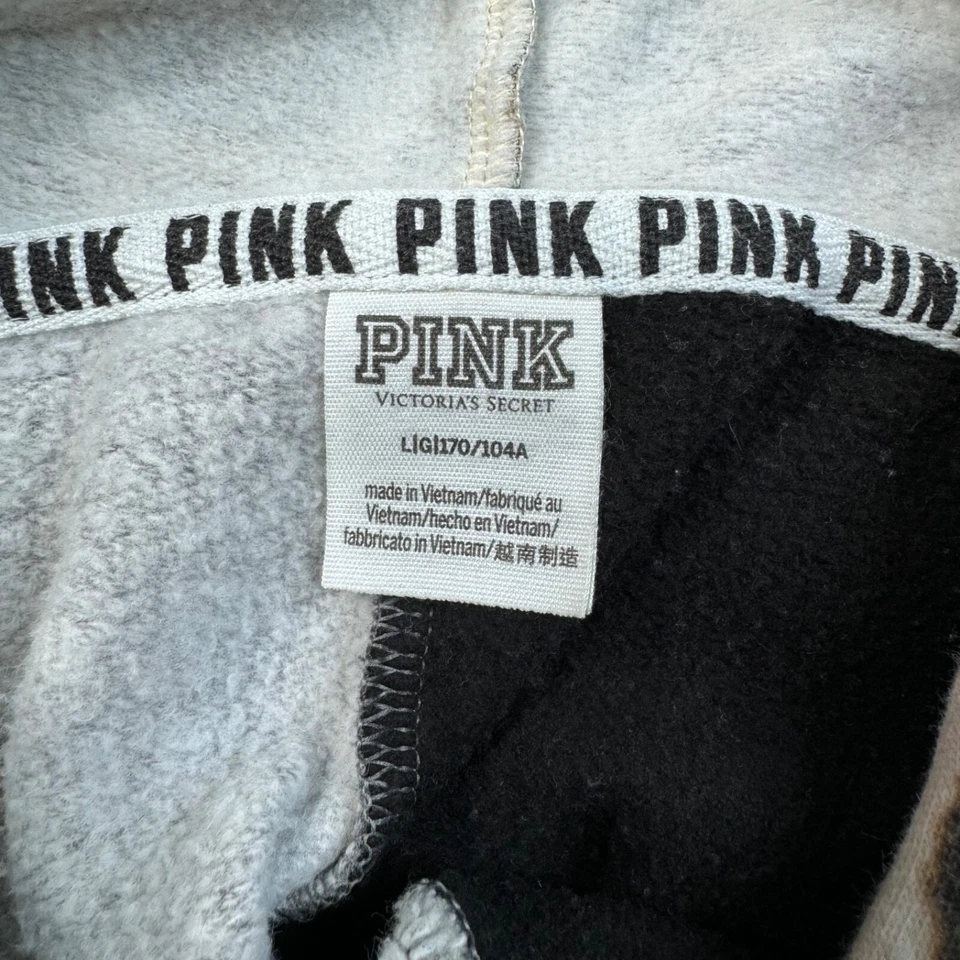 Victoria's Secret Rosa Leopardo Colorblock Sudadera con Capucha Negro Gris Mujer Grande Ajustada Foto 3 de 4