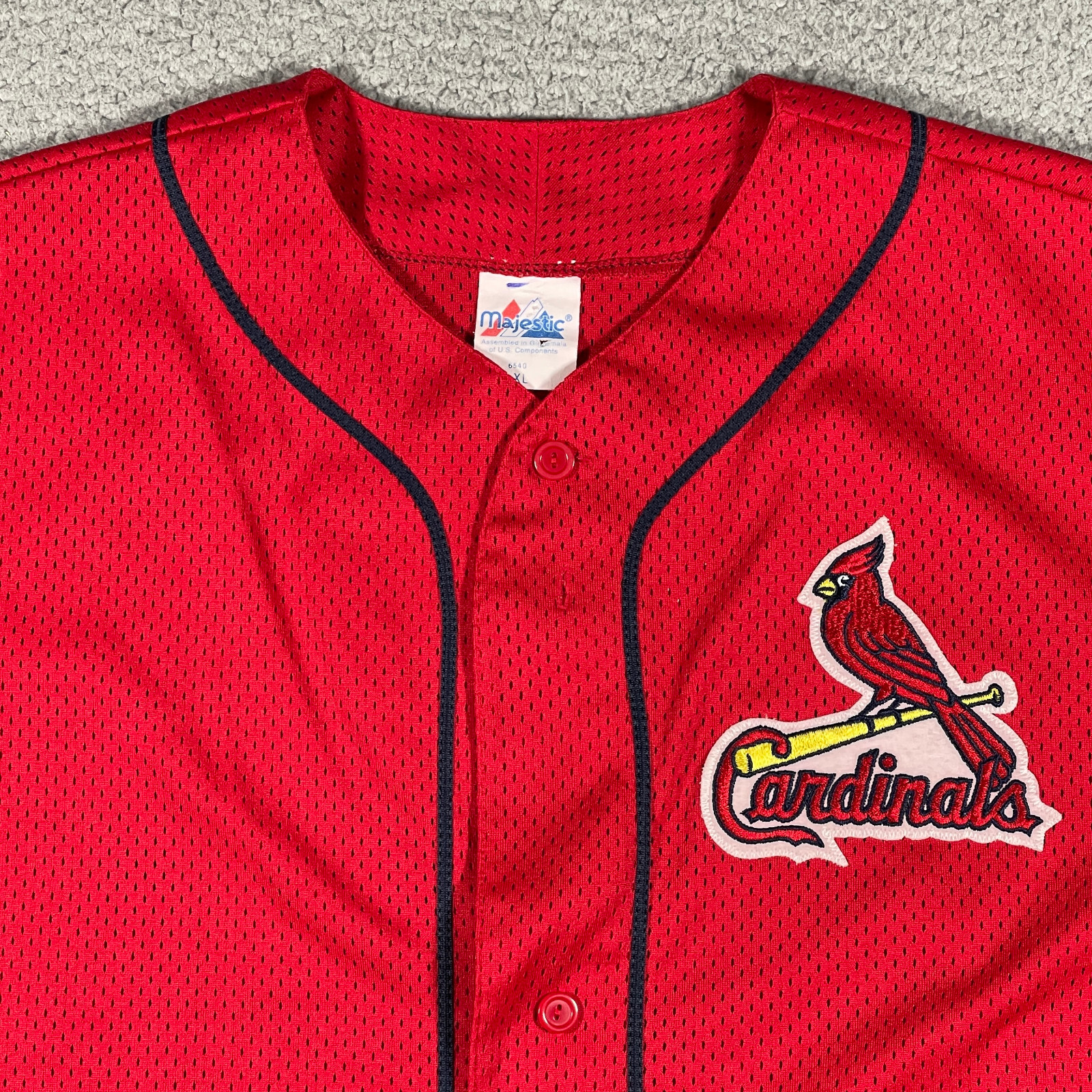 St Louis Cardinals Jersey Mens Extra Large Red Fredbird Perforated VTG ...