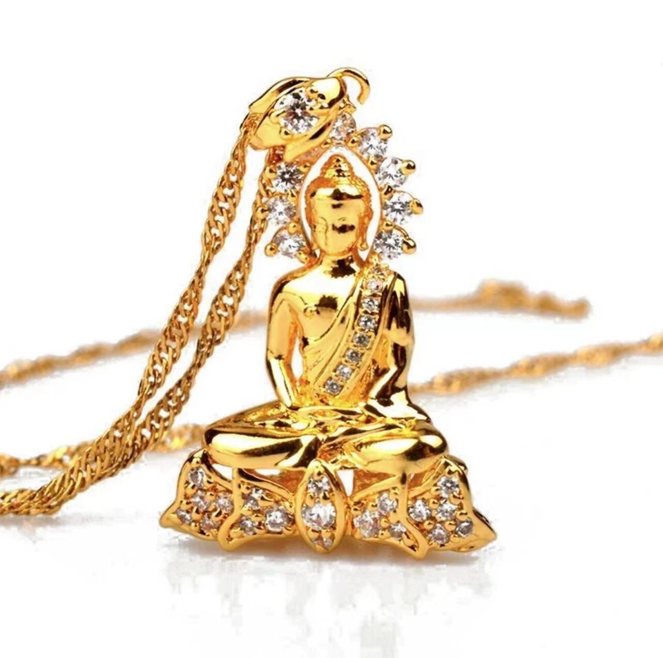 Golden Buddha Pendant with Dot Diamonds Necklace - Image 4 of 4