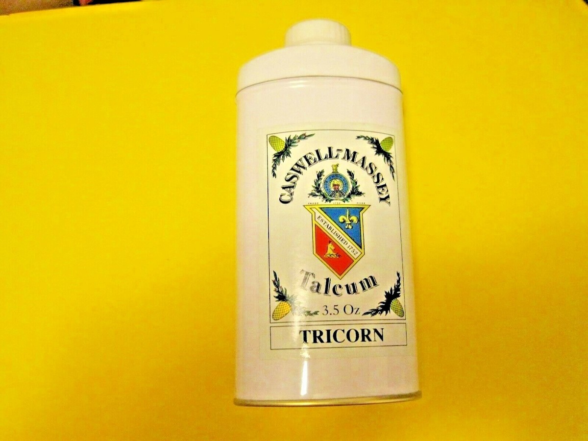 CASWELL MASSEY TRICORN TALCUM TALC POWDER~BRAND NEW in TIN VINTAGE
