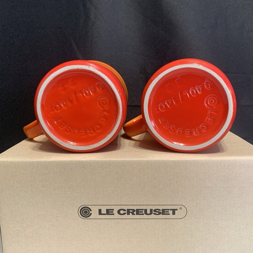 Set of 2 Le Creuset Mug with Black Bats Halloween 14 OZ - Flame Orange - NEW - Picture 4 of 4