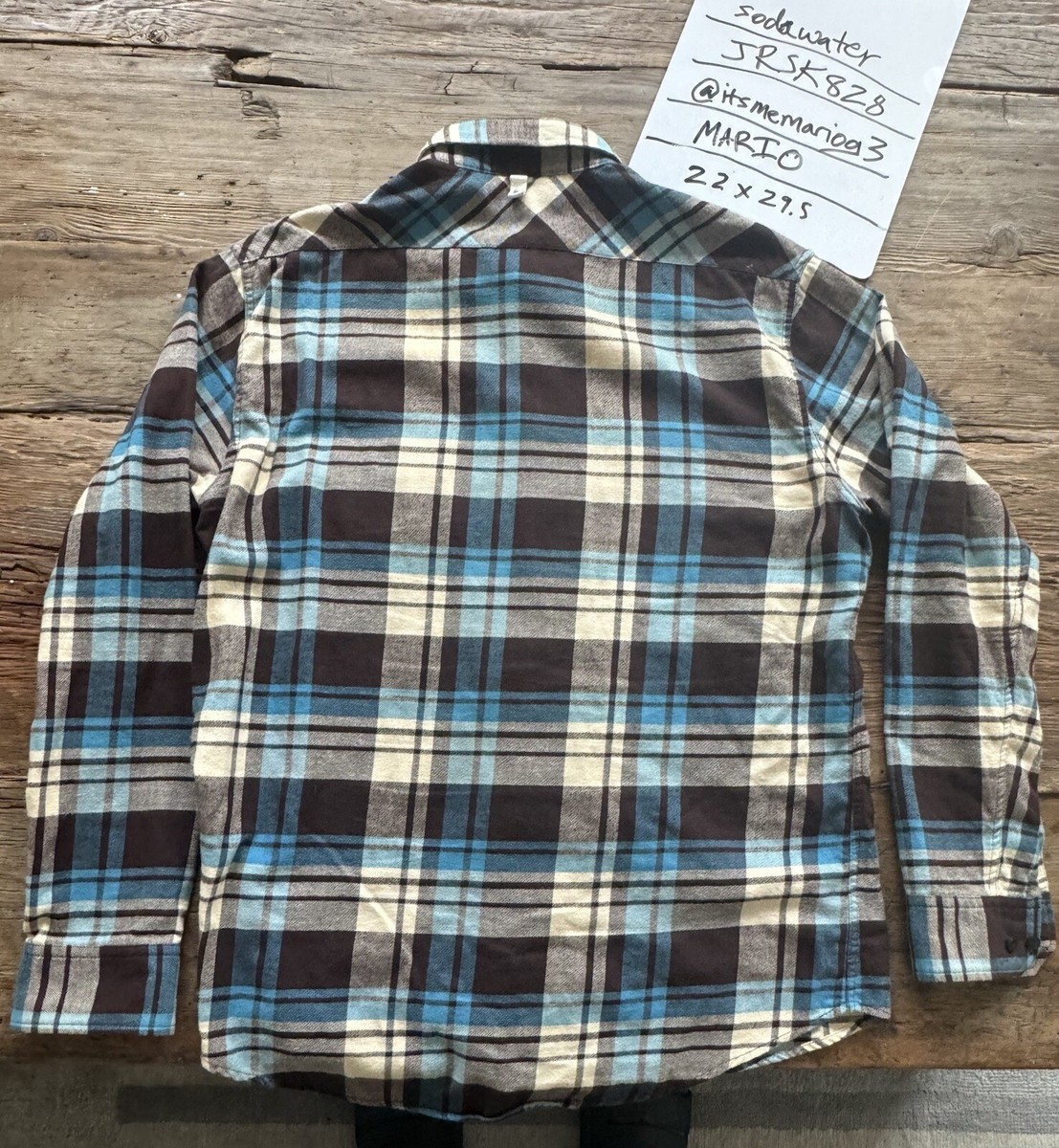 VISVIM 14AW LARGE INDIGO CHECK FLANNEL SHIRT over brown blue VISVIM 14AW LARGE INDIGO CHECK FLANNEL SHIRT over brown blue