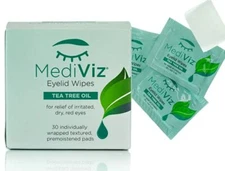 Mediviz Tea Tree Eyelid Wipes Exfoliating,Hypoallergenic Eyelid Scrubs (30-Pack)
