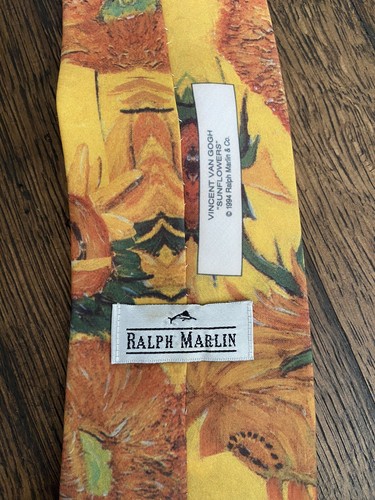 Sunflowers Tie Vincent Van Gogh By Ralph Marlin Mens Art Museum Yellow - Picture 3 of 6