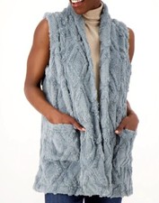 Koolaburra By Ugg Embossed Sherpa Fleece Vest Storm Blue Medium A545154