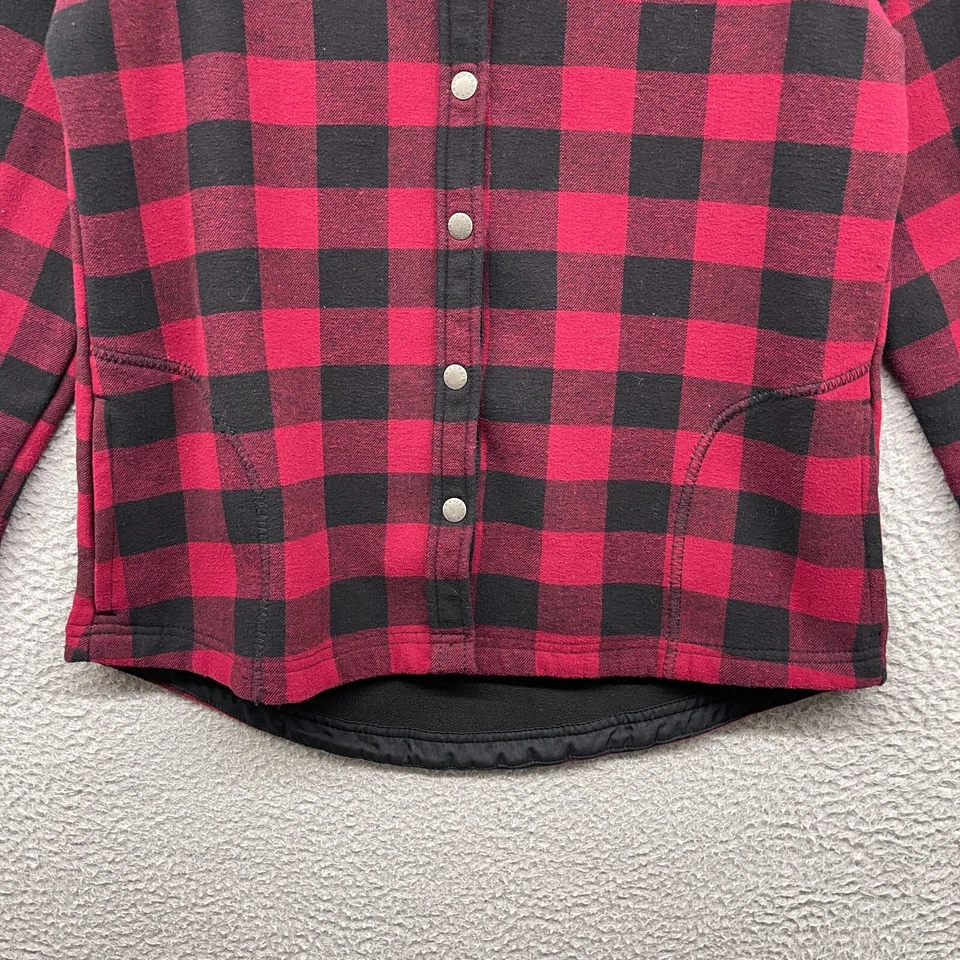 Orvis Mujer Abotonada Rojo Cuadros Vellón Manga Larga Cuello Bolsillos Talla S Foto 4 de 4