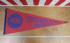 Vintage 1950s Southern Methodist Univ.Wool Felt College Pennant SMU Mustangs 30