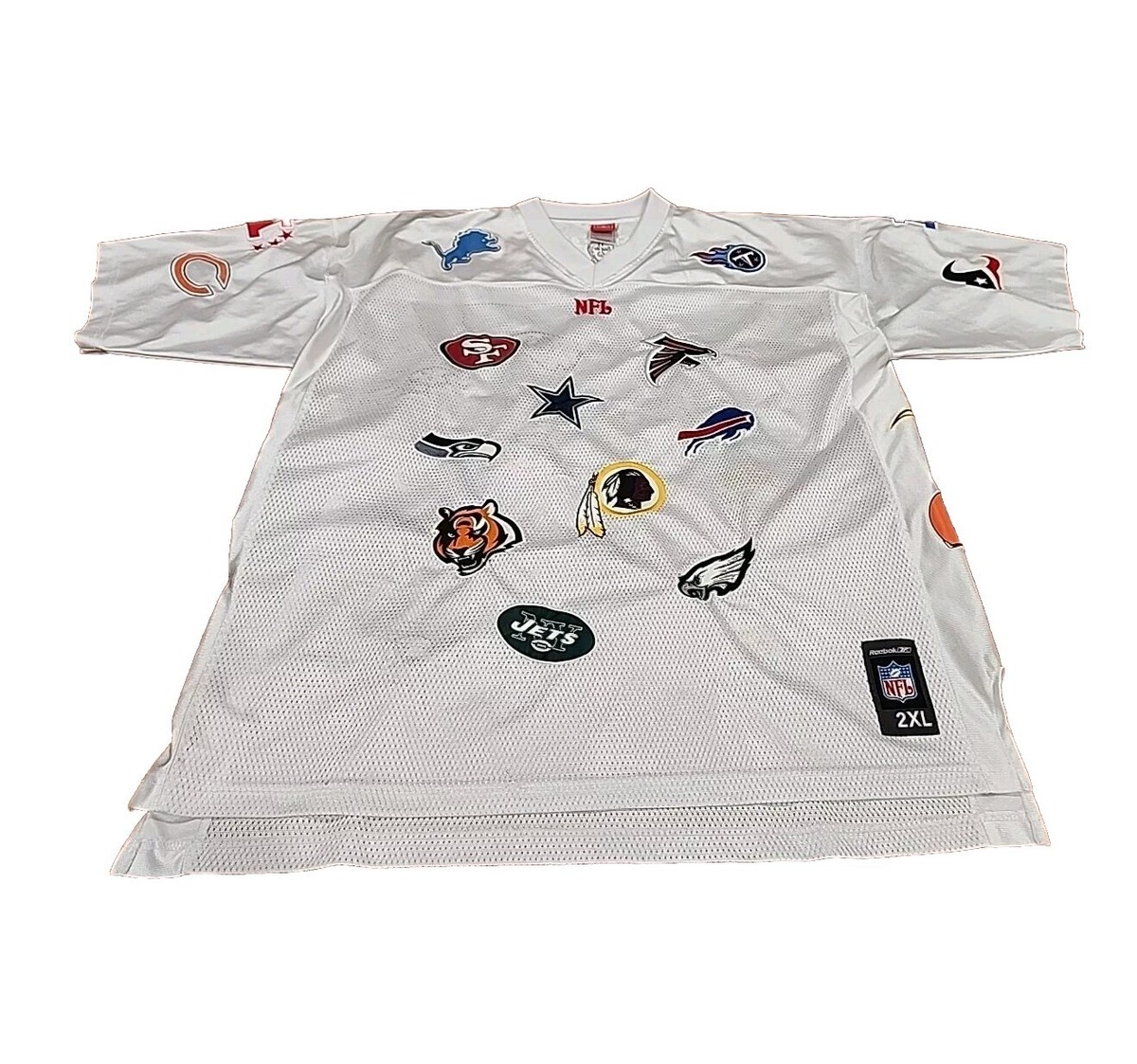 Reebok NFL Jersey Mens 2XL White All 32 Team Logo Football