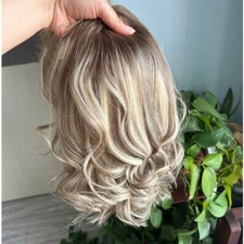 Blonde Highlights Short Wavy 100 Human Hair Wig for Women 4x4 Lace Front Wig