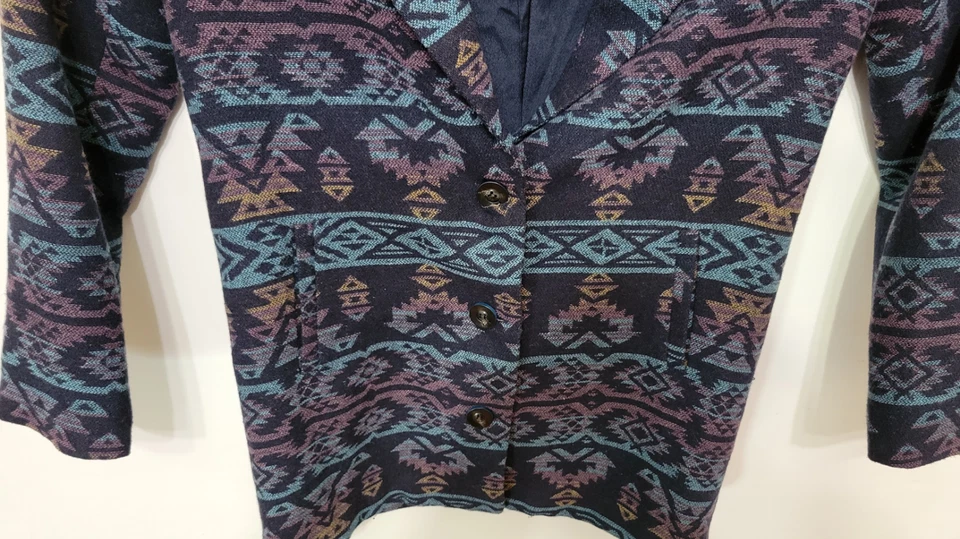 Abrigo Blazer Chaqueta Envy Amazingly Chic Azul Mezcla Lana Suroeste Azteca Talla 8 Foto 3 de 4