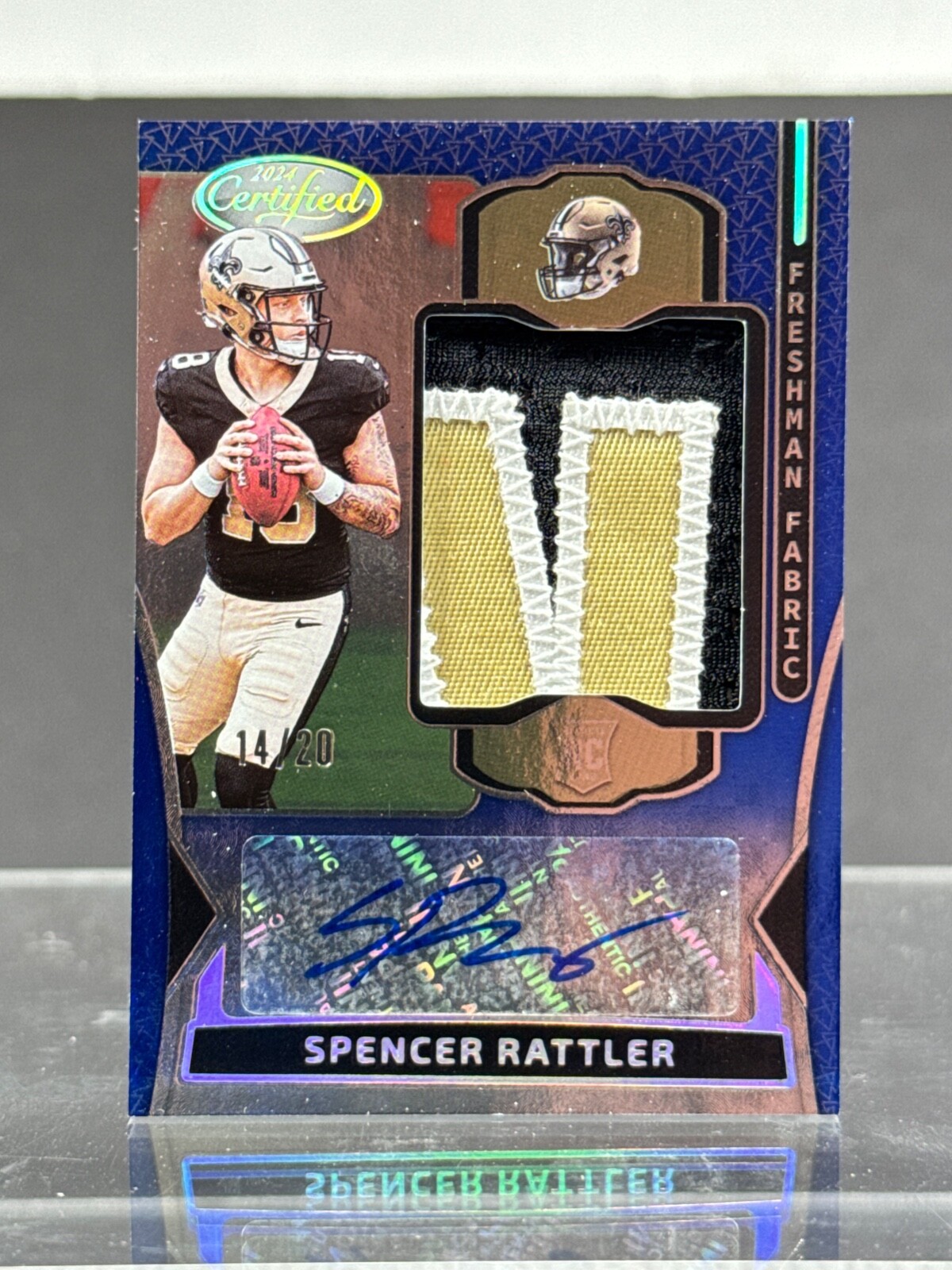 Spencer Rattler 2024 Panini Certified Blue Freshman Fabric Rookie Patch Auto /20