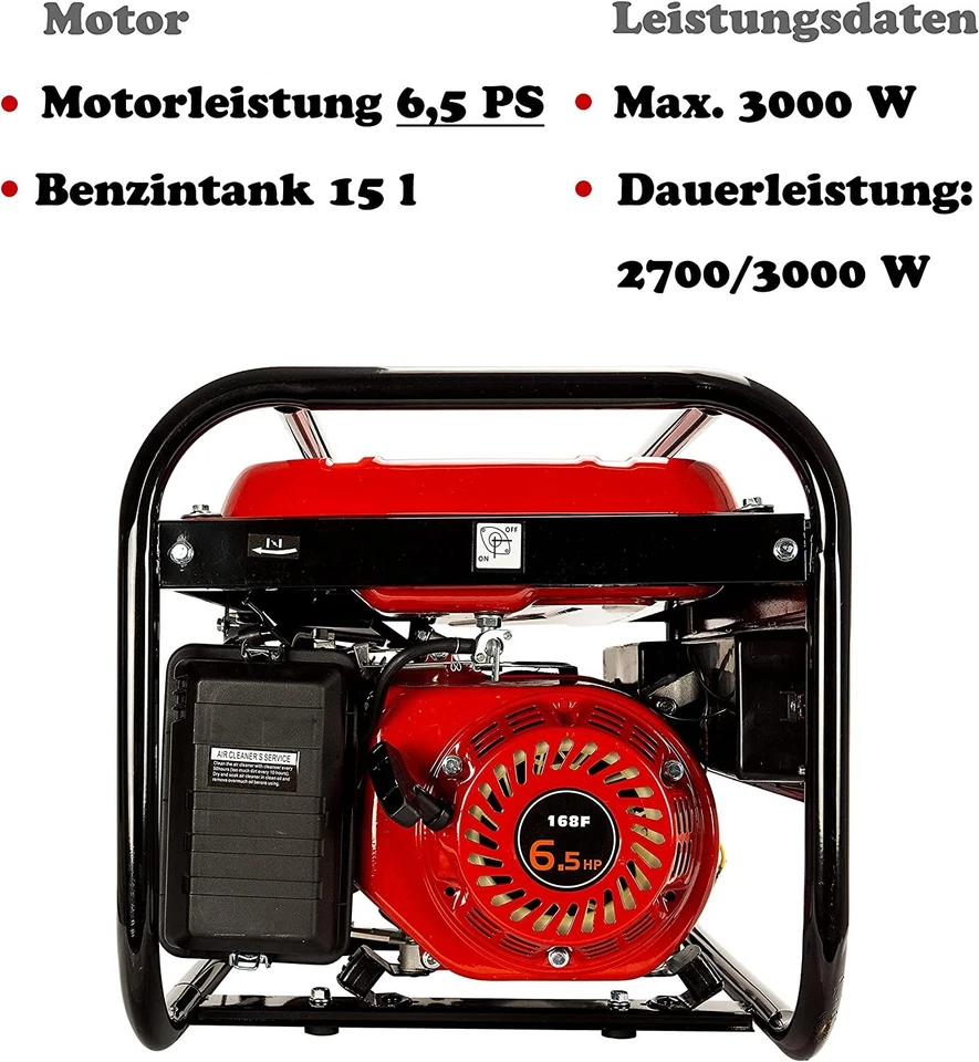 Stromerzeuger 4-Takt 6.5 PS ML8500W Generator Notstromaggregat  Benzin Leise - Bild 2 von 4