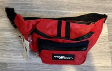 Vintage 80s Pro Spirit Red Canvas Fanny Pack Waist Belt Bag Hip Pack NWT