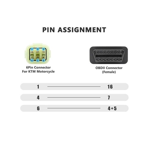 6Pin to 16 Pin Adapter Cable OBD2 Engine Fault for KTM Diagnosis & Detector Fits - Picture 8 of 17