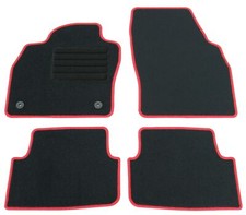 Fußmatten Set für Skoda Fabia 4 2021- Matten Autoteppiche Schwarz Rot Passform