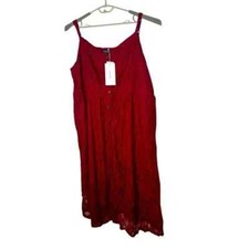 Bloomchic Red Lace Overlay Spaghetti Strap Midi Dress Size 22 24 New